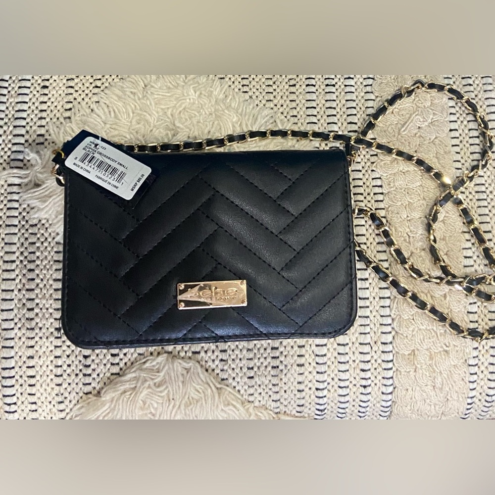 NWT- Sophia Crossbody. Black. Gold chain/leather strap.